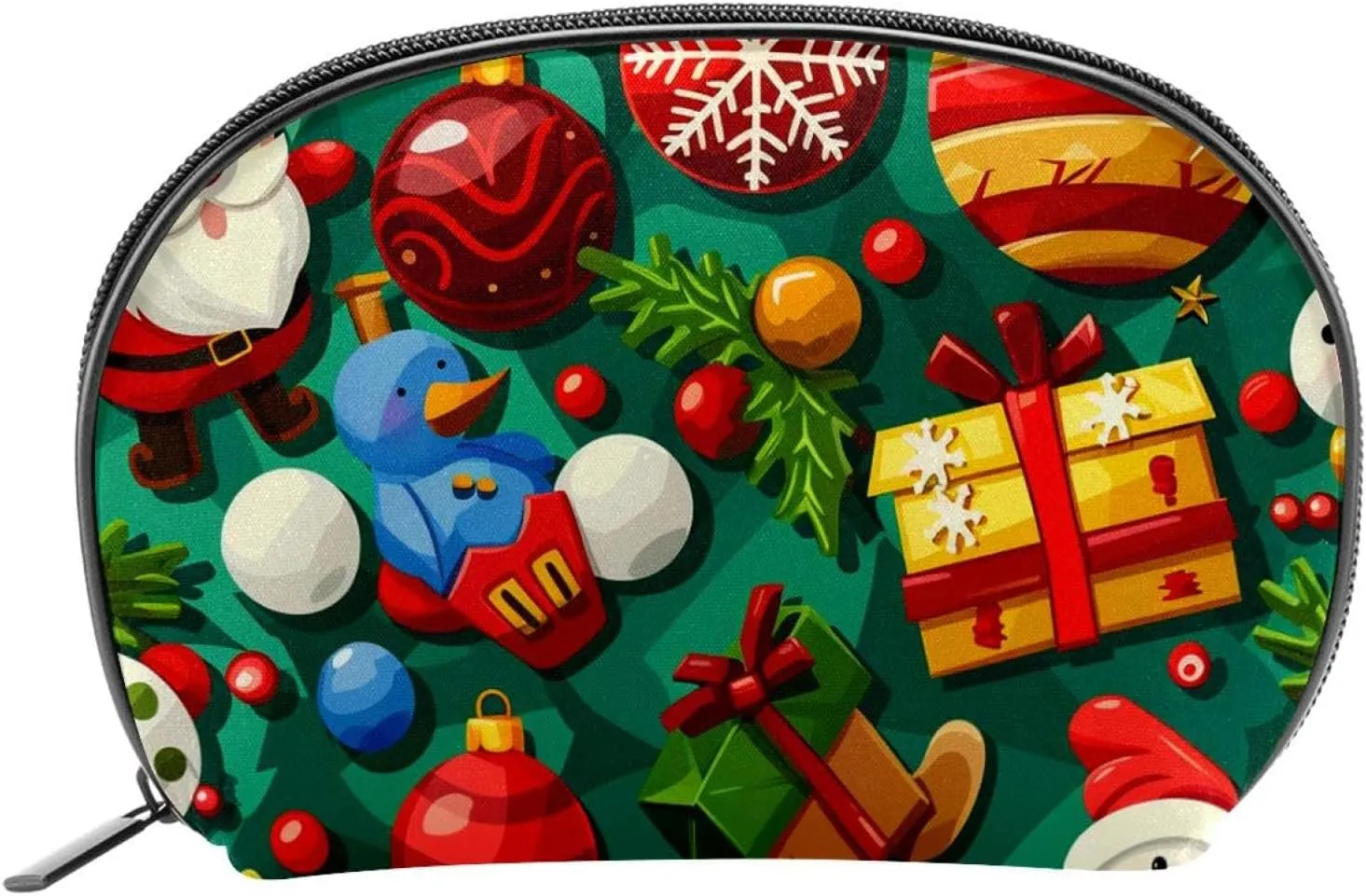 Makeup Bag Organizer,Cosmetic Bags for Women,Xmas Snowman Santa Bear Reindeer,Small Makeup Pouch