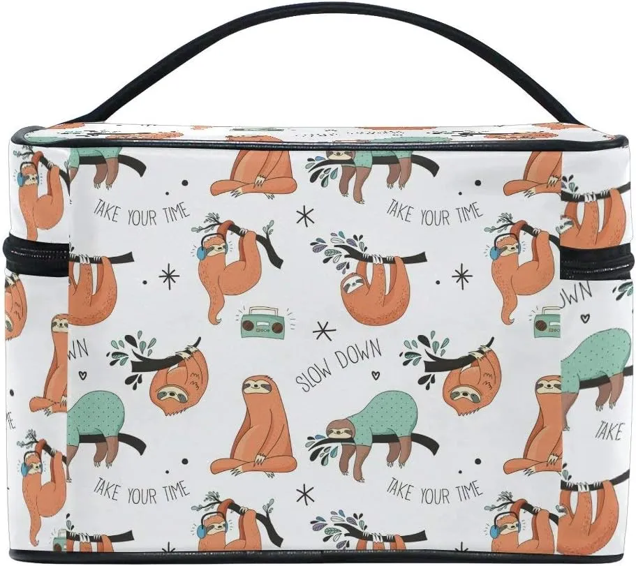 Makeup Bag Radio Sloth Travel Cosmetic Bags Organizer Train Case Toiletry Make Up Pouch