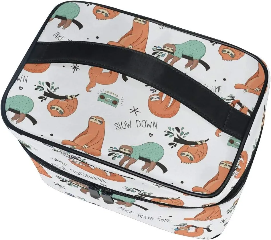 Makeup Bag Radio Sloth Travel Cosmetic Bags Organizer Train Case Toiletry Make Up Pouch