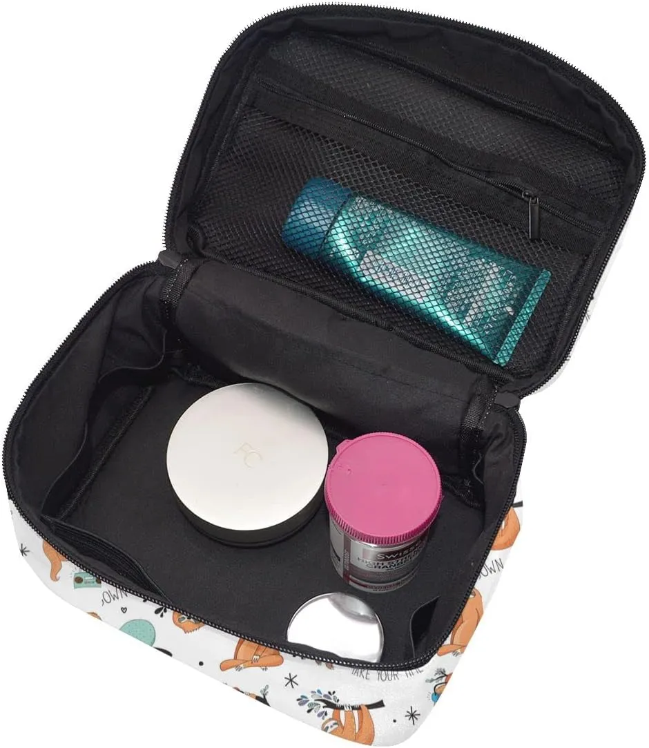 Makeup Bag Radio Sloth Travel Cosmetic Bags Organizer Train Case Toiletry Make Up Pouch