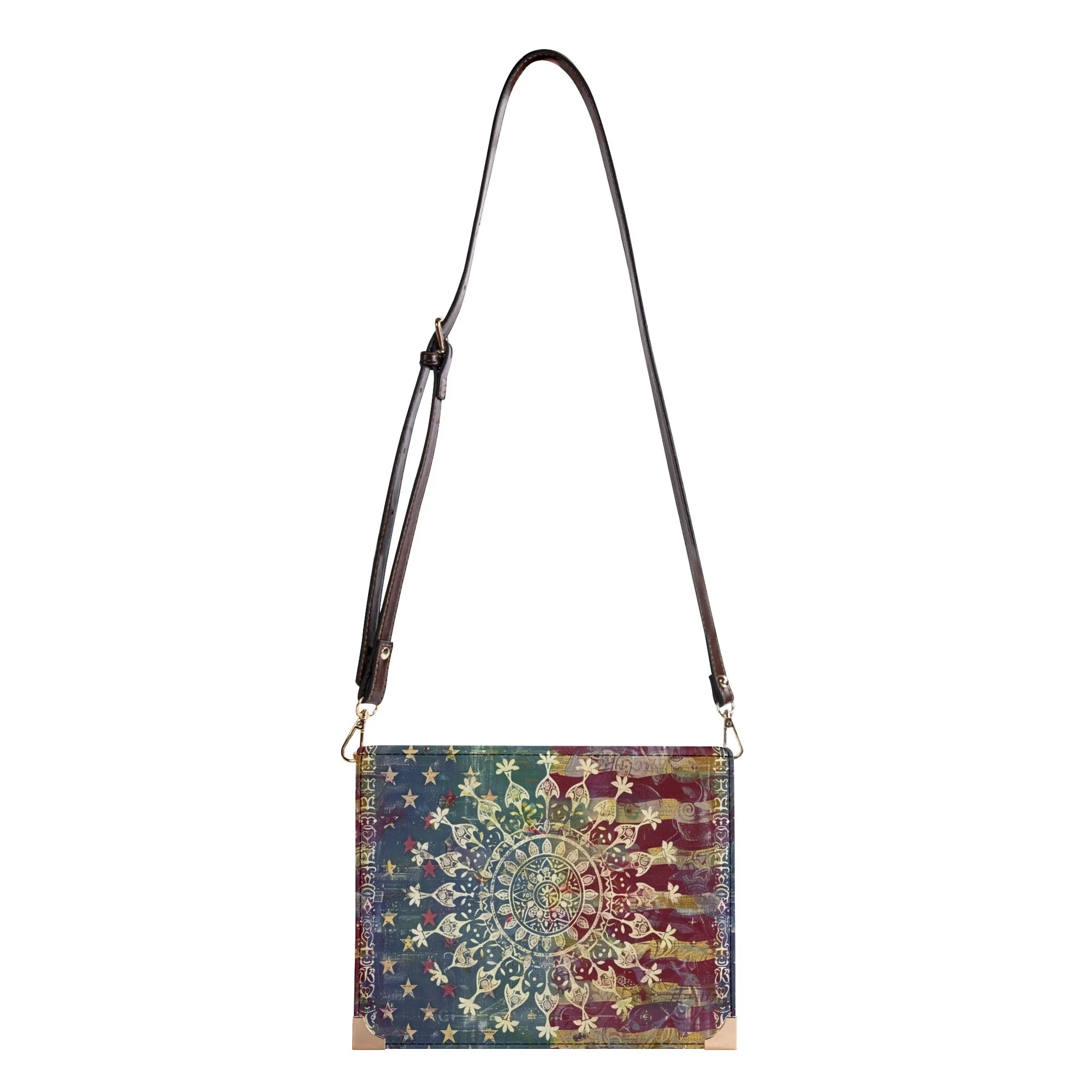 Mandala American Flag Bible Cover Purse – Vintage Style Crossbody Shoulder Bag in Red White and Blue