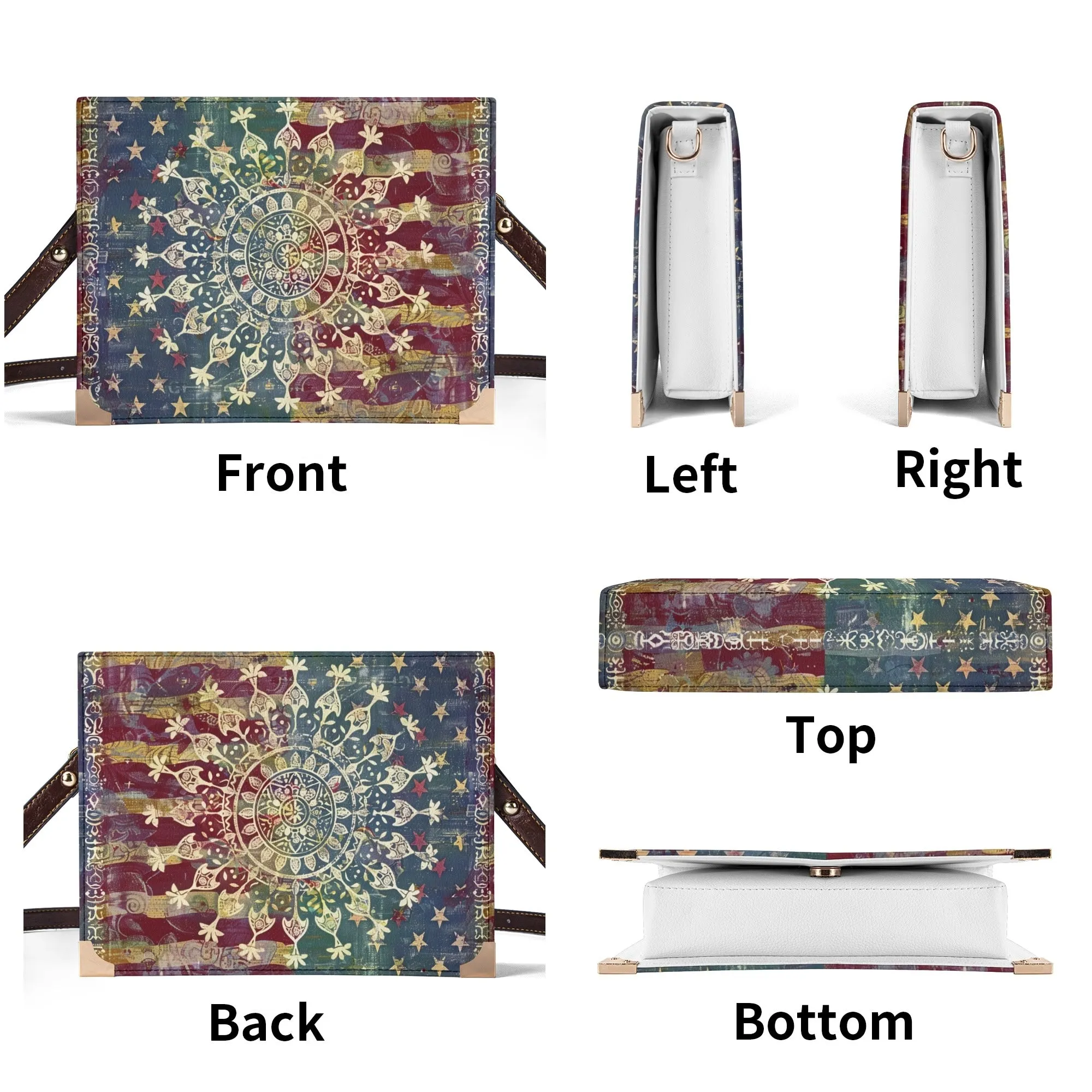 Mandala American Flag Bible Cover Purse – Vintage Style Crossbody Shoulder Bag in Red White and Blue