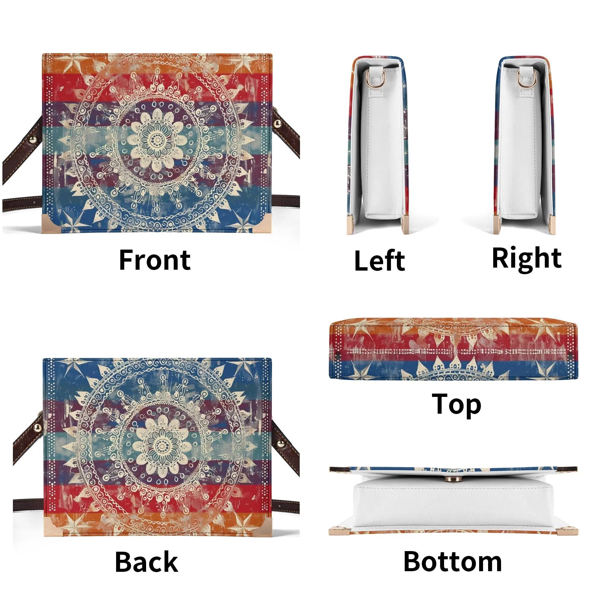 Mandala Bible Cover Purse - Distressed Rainbow Book Bag for Book Lovers, Crossbody Shoulder Bag