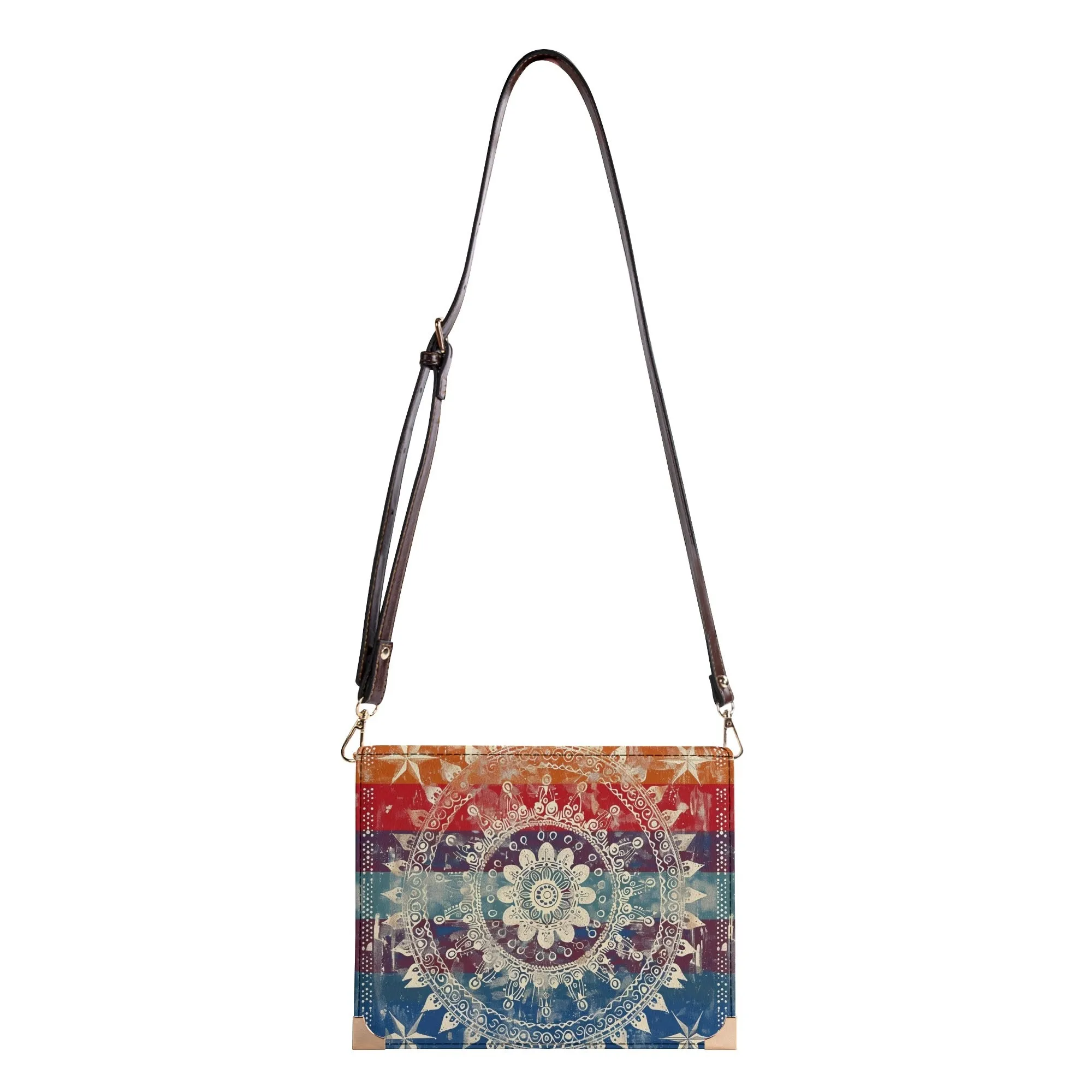 Mandala Bible Cover Purse - Distressed Rainbow Book Bag for Book Lovers, Crossbody Shoulder Bag