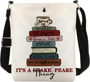 MAOFAED Literary Crossbody Bag for Book Lover, Literary Gift, Bookish Merchandise (shakespthingXK)