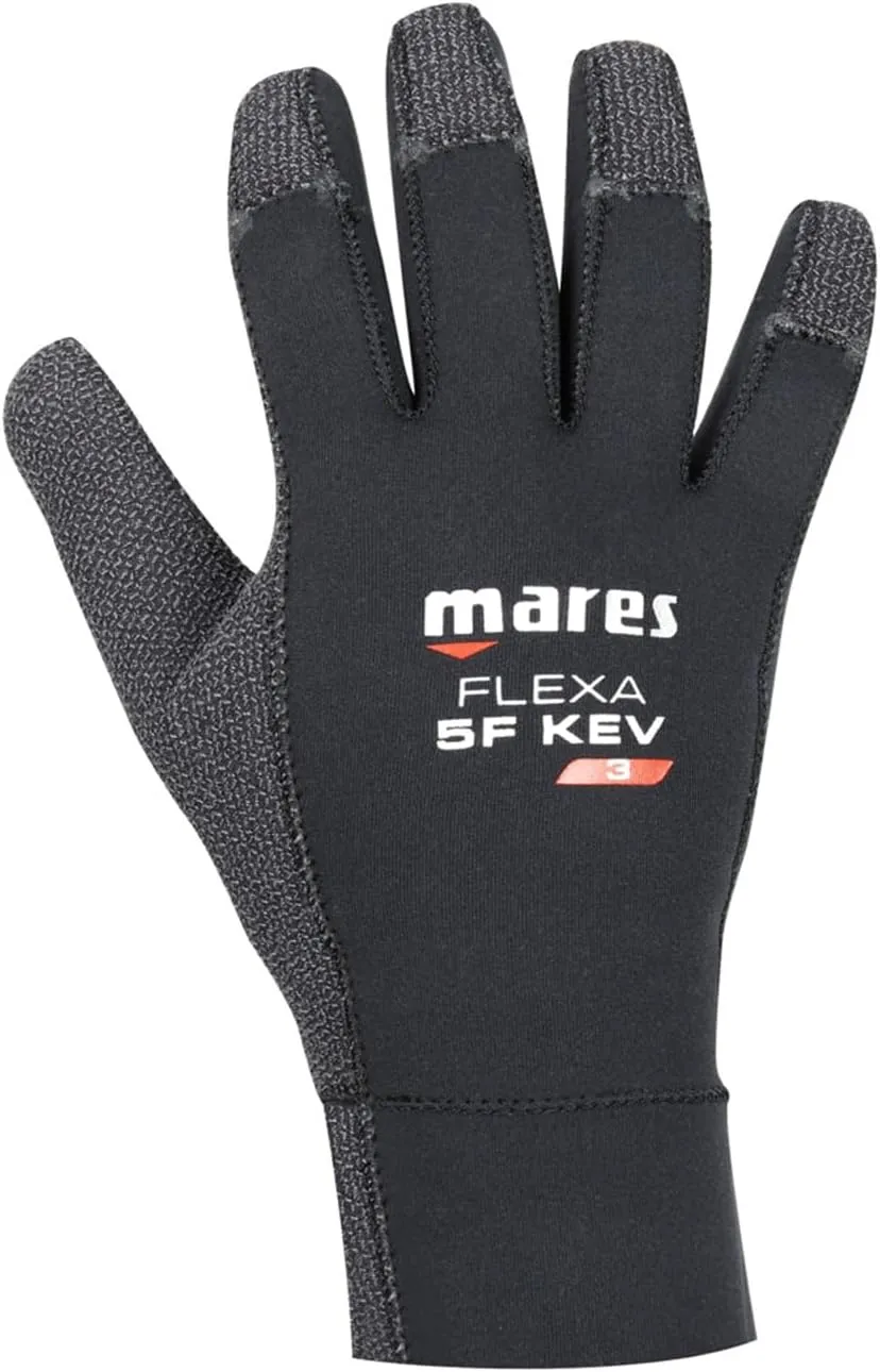 Mares Flexa 5F 3.0 3 mm Neoprene Scuba Diving Gloves | Kevlar Palm, Thumb and Fingertip Covers for Enhanced Grip | Underwater