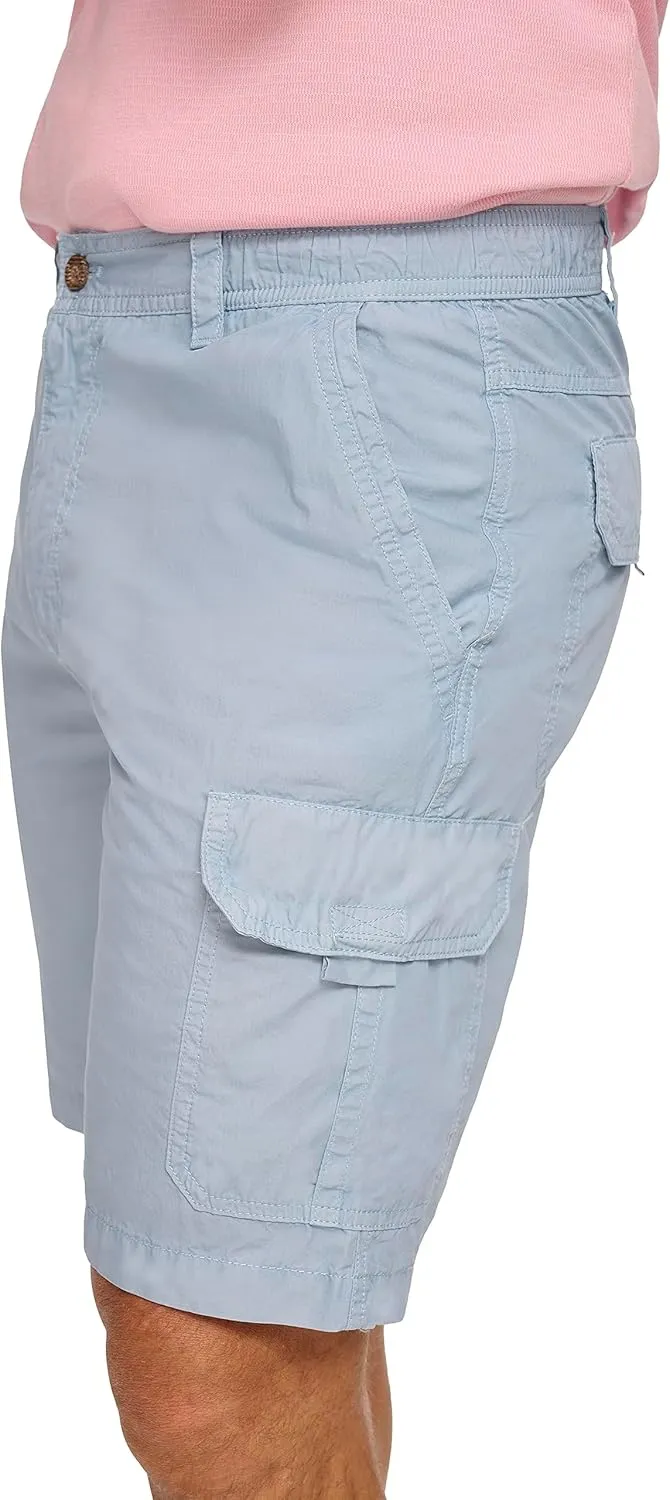 Margaritaville Men's Sun-Bleached Cargo, 100% Cotton Elastic Waistband Shorts