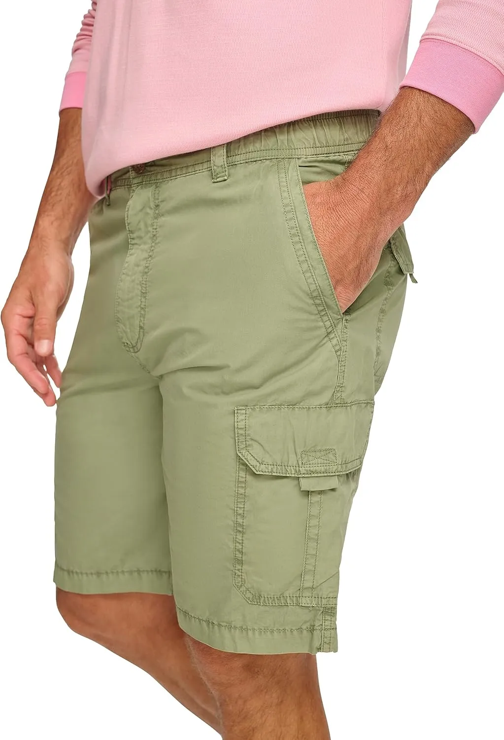 Margaritaville Men's Sun-Bleached Cargo, 100% Cotton Elastic Waistband Shorts