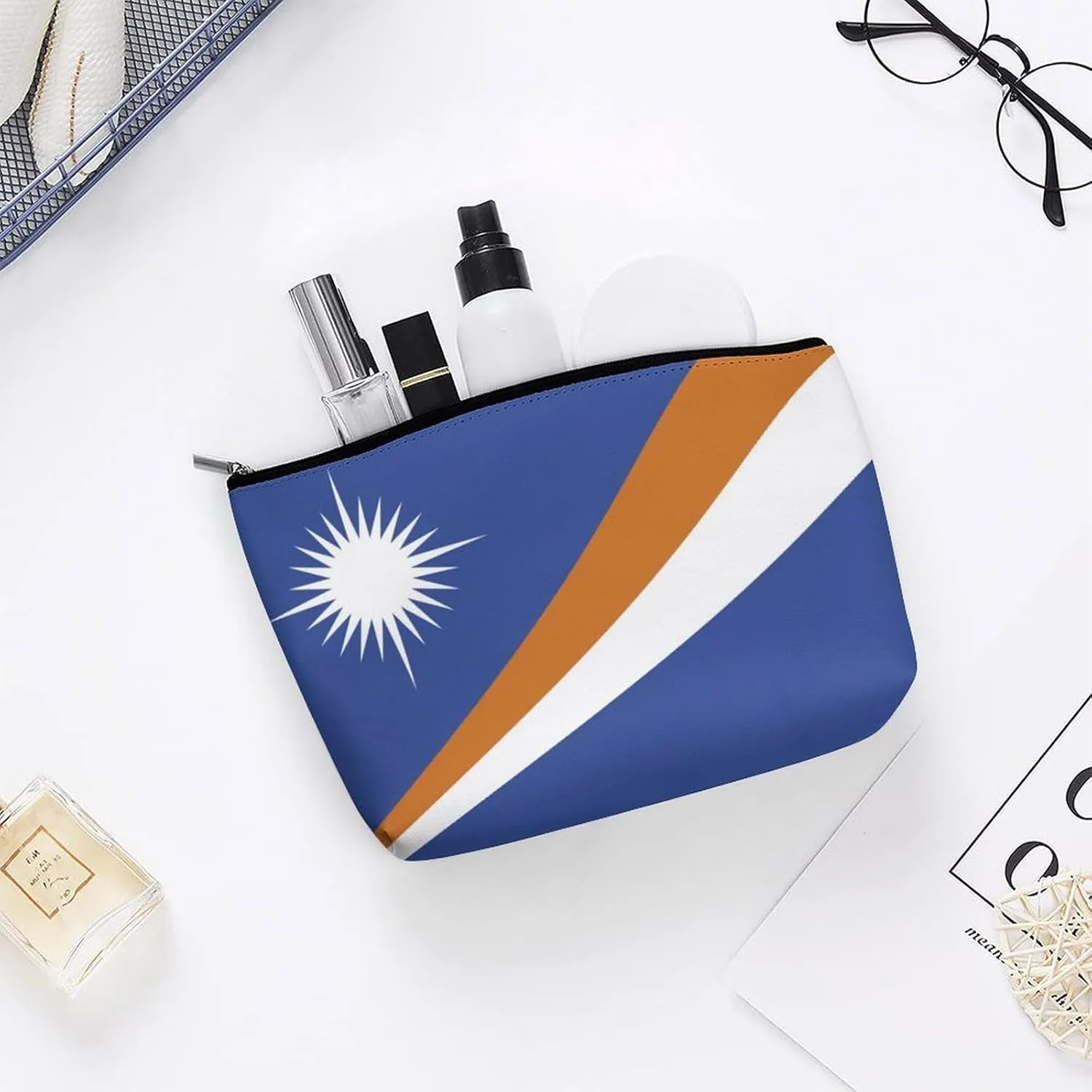 Marshall Lslands Flag Travel-Friendly Cosmetic Bag Makeup Organizer for Women