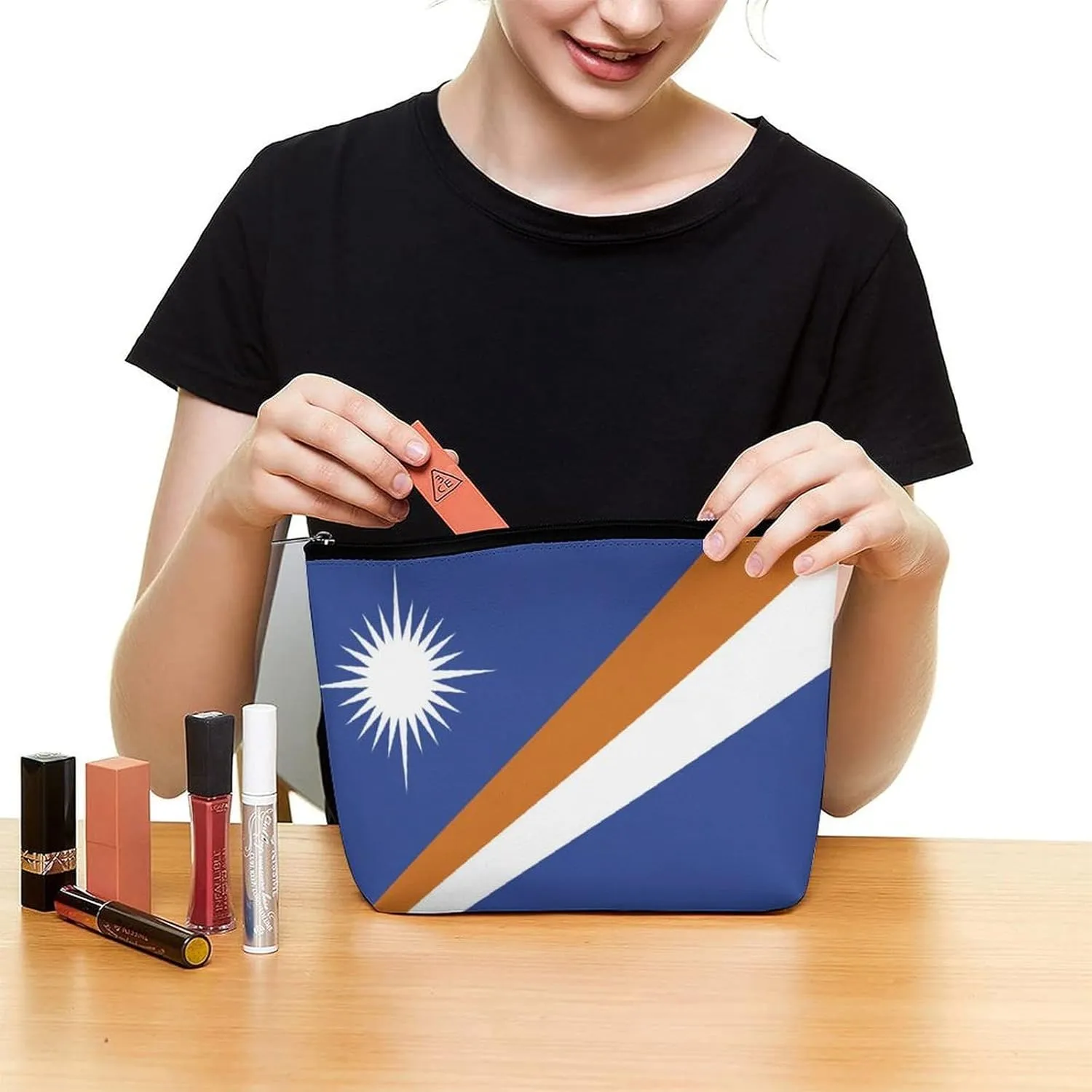 Marshall Lslands Flag Travel-Friendly Cosmetic Bag Makeup Organizer for Women