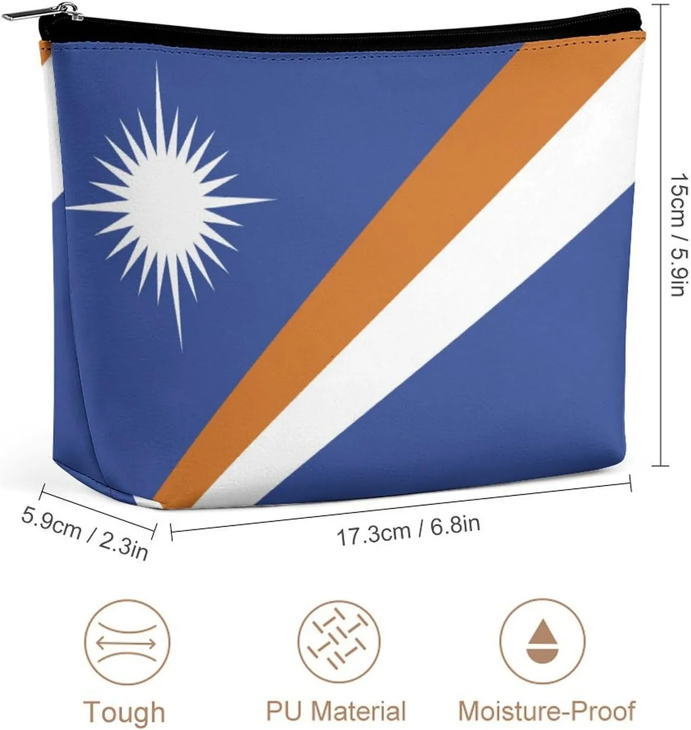 Marshall Lslands Flag Travel-Friendly Cosmetic Bag Makeup Organizer for Women