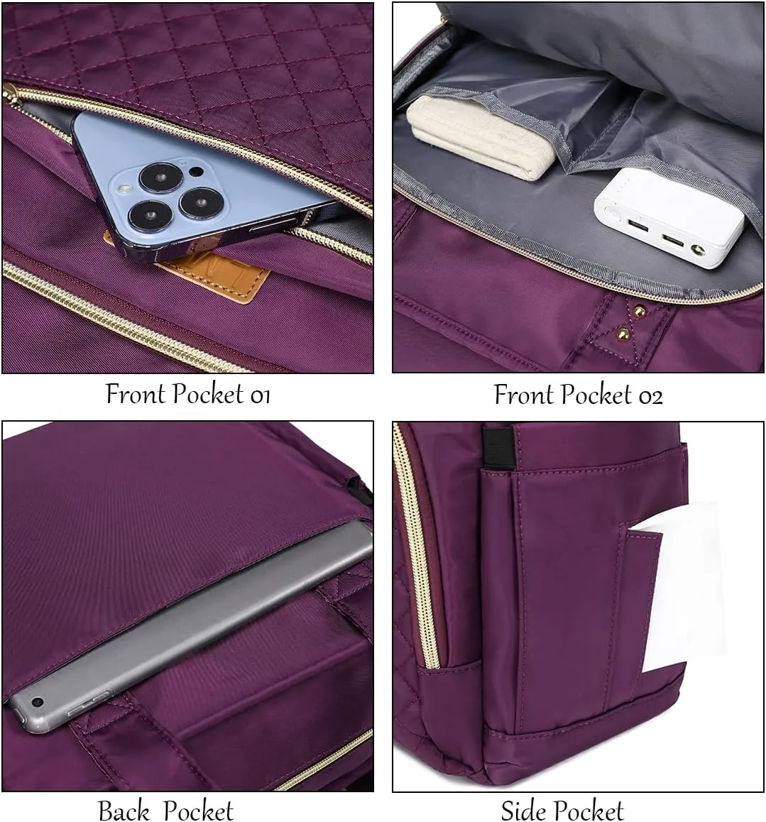 Medium Tote Bag with Multi Pockets for Women, Quilted Top Handle Purse Crossbody Shoulder Bag Handbag