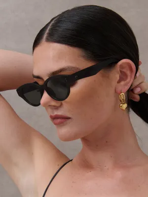 Megan Oval Frame Sunglasses in Black