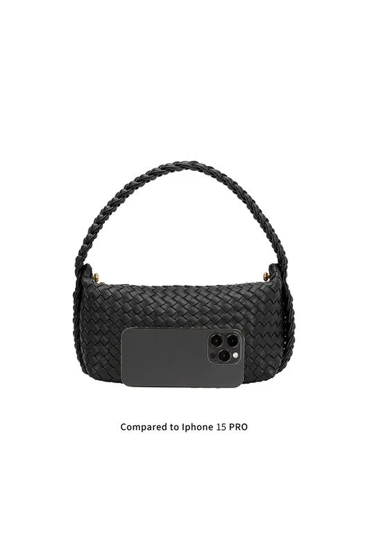 Melie Bianco Alma Black Woven Shoulder Bag