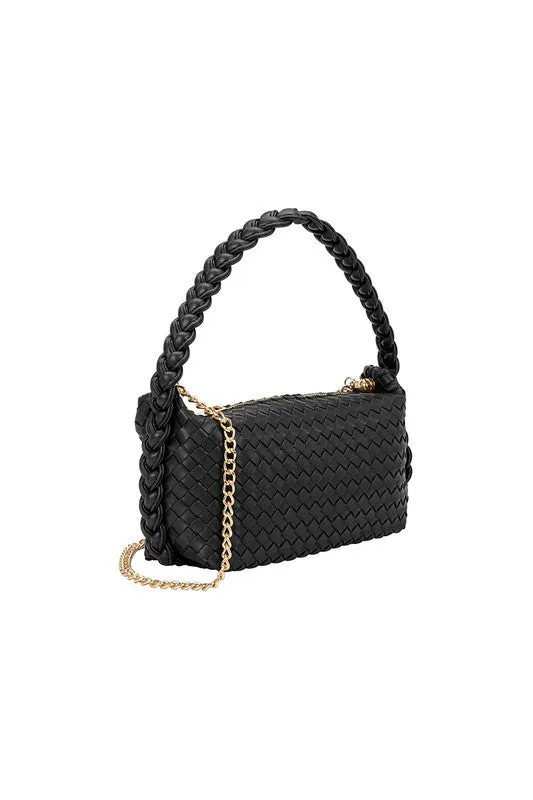 Melie Bianco Alma Black Woven Shoulder Bag