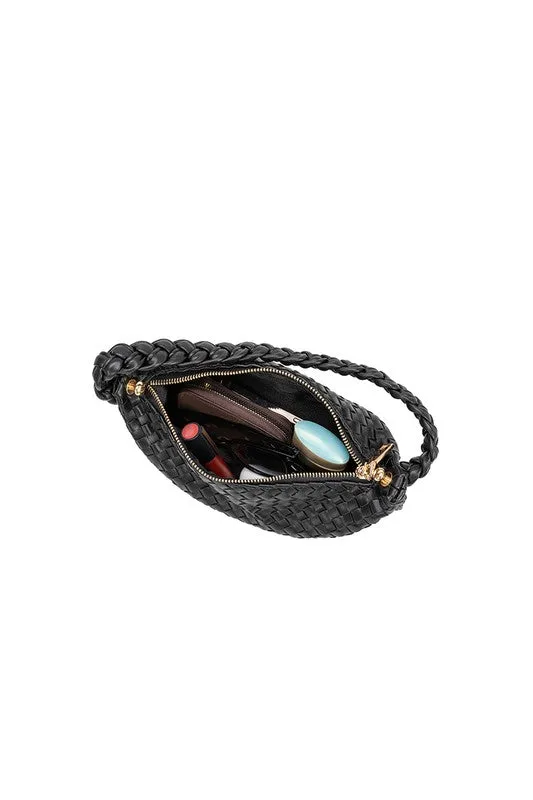 Melie Bianco Alma Black Woven Shoulder Bag