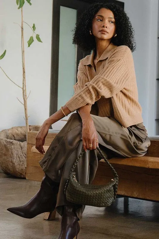 Melie Bianco Alma Black Woven Shoulder Bag