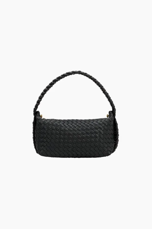 Melie Bianco Alma Black Woven Shoulder Bag