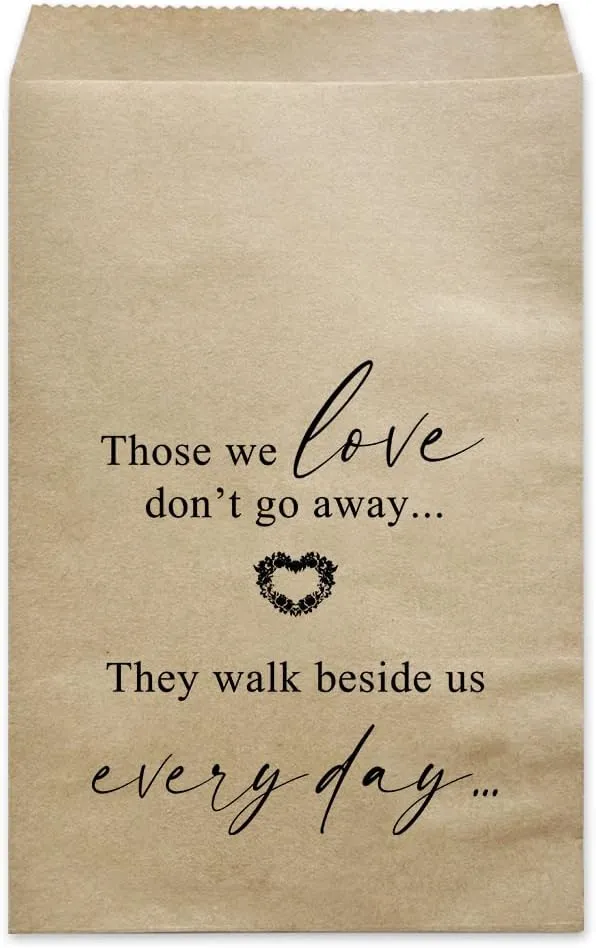 Memorial Favors Bags, 50-Pack Kraft Funeral Celebration Of Life Christian Sympathy Gift Bags