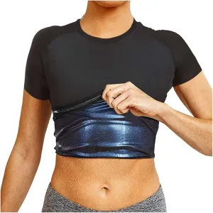 Men's Slimming Compression Thermal Storage T-Shirt, Men's Short-Sleeved T-Shirt, Sauna Body Shaped Slimming T-Shirt Sauna Suits (Color : Women, Size : Large)