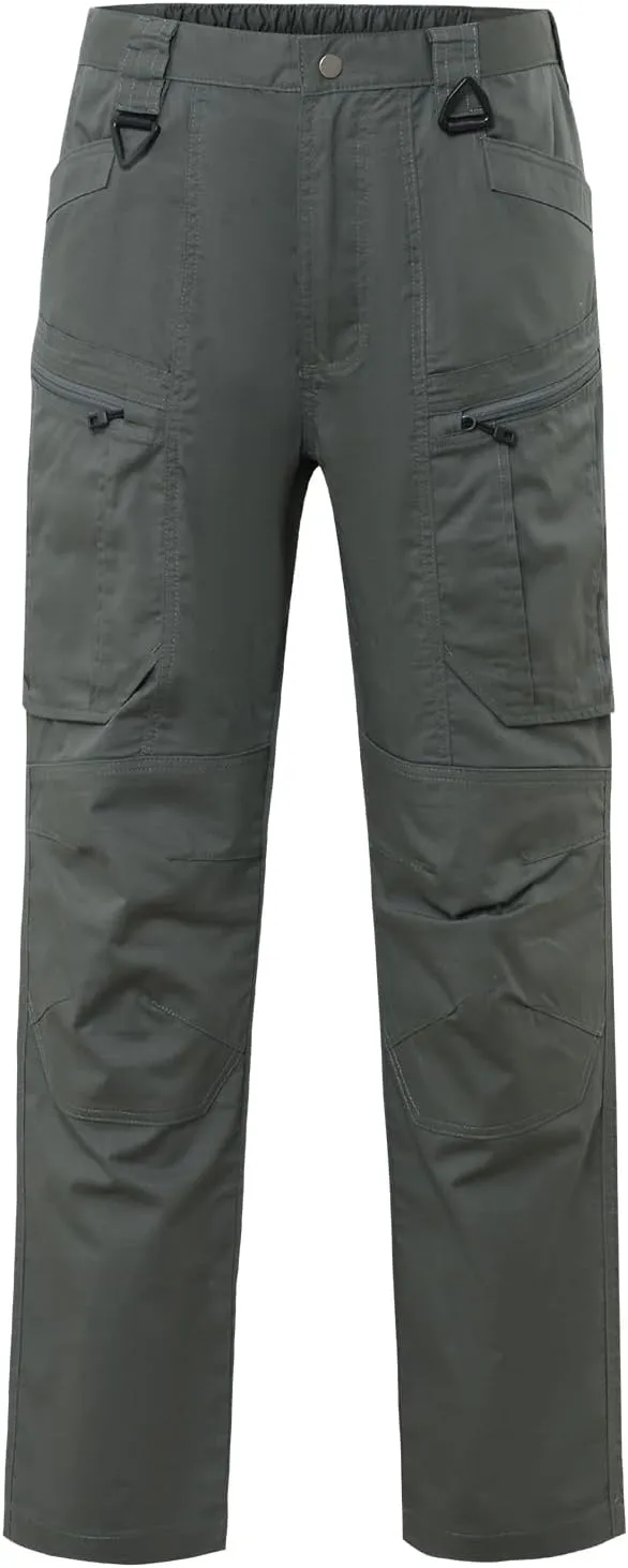 Men's Tactical Hiking Cargo Pants Water-Resistant Ripstop Elastic Waist Durable Camping Climbing