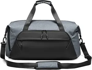 Men's Weekender Overnight Bag Waterproof Polyester Travel Duffle Bags Crossbody Bag with Shoe Pouch (Grey)