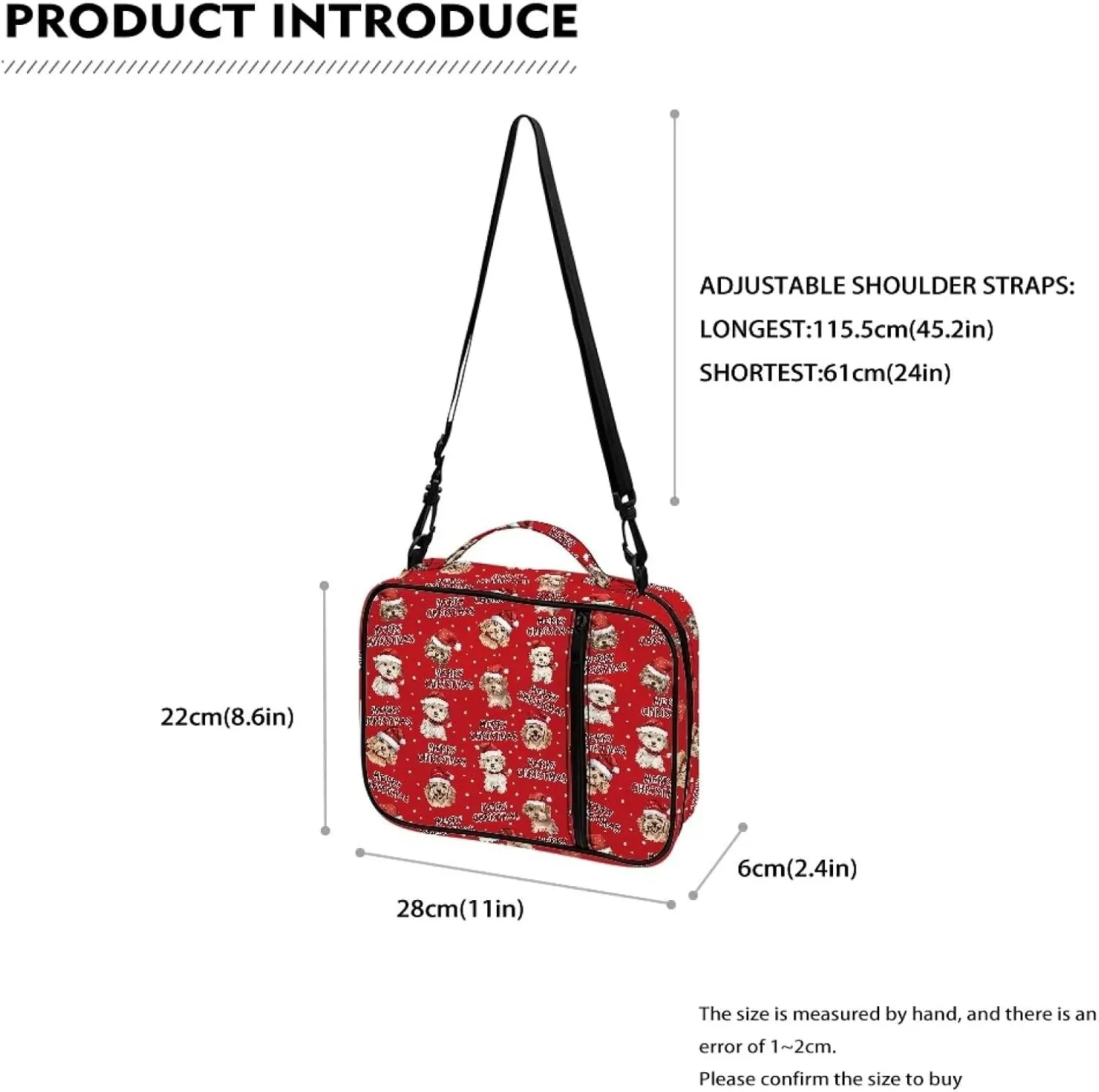 Merry Christmas Bible Case for Women Church Bag Bible Bag Dogs Crossbody Bags with Zipper Pocket Holy Book Protector Pouch