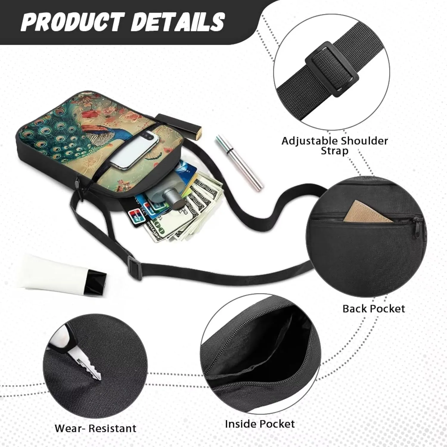 Messenger Bag for Women Crossbody Cell Phone Purse Small Shoulder Pouch for Outdoor