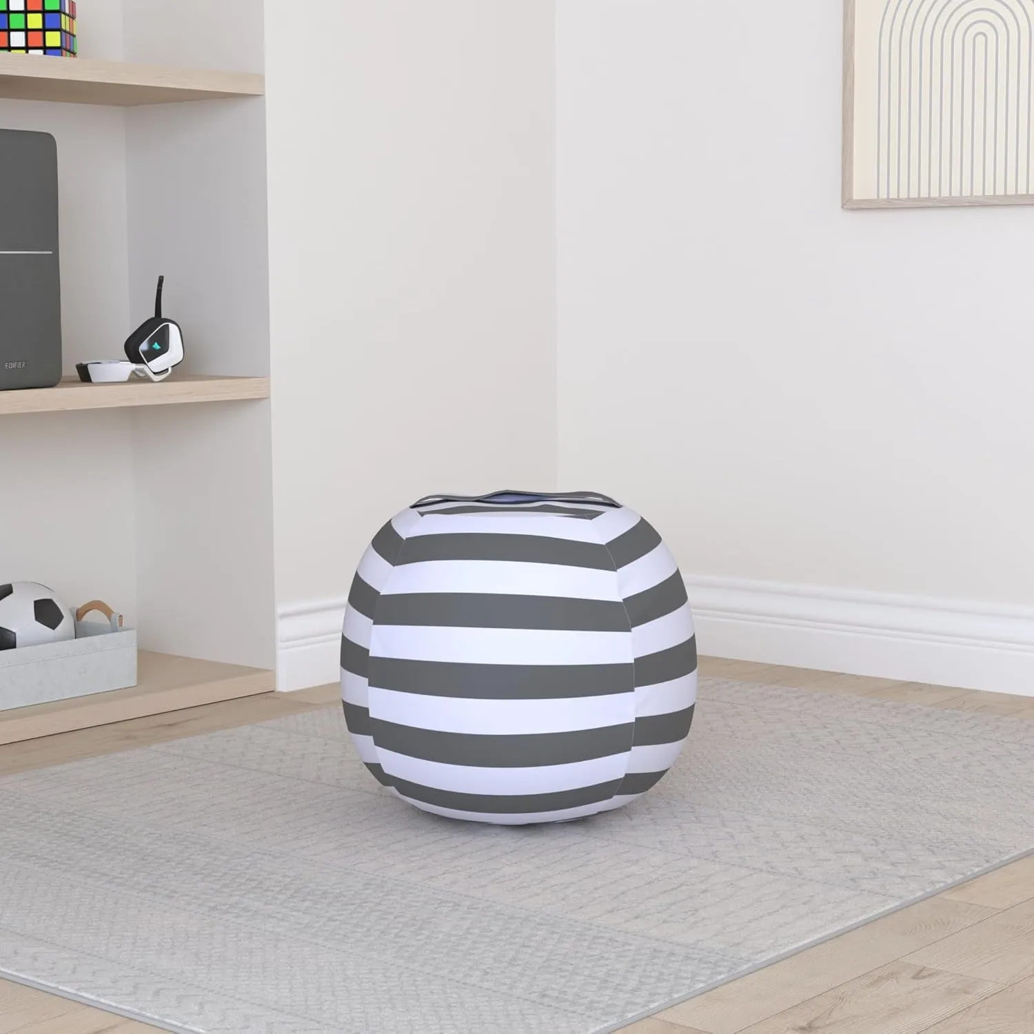 Miaowater 2 PCS Stuffed Animal Storage Bean Bag Chair Cover, Cotton Canvas Beanbag with Zipper for Organizing Kid's and Adults Room Grey 24"