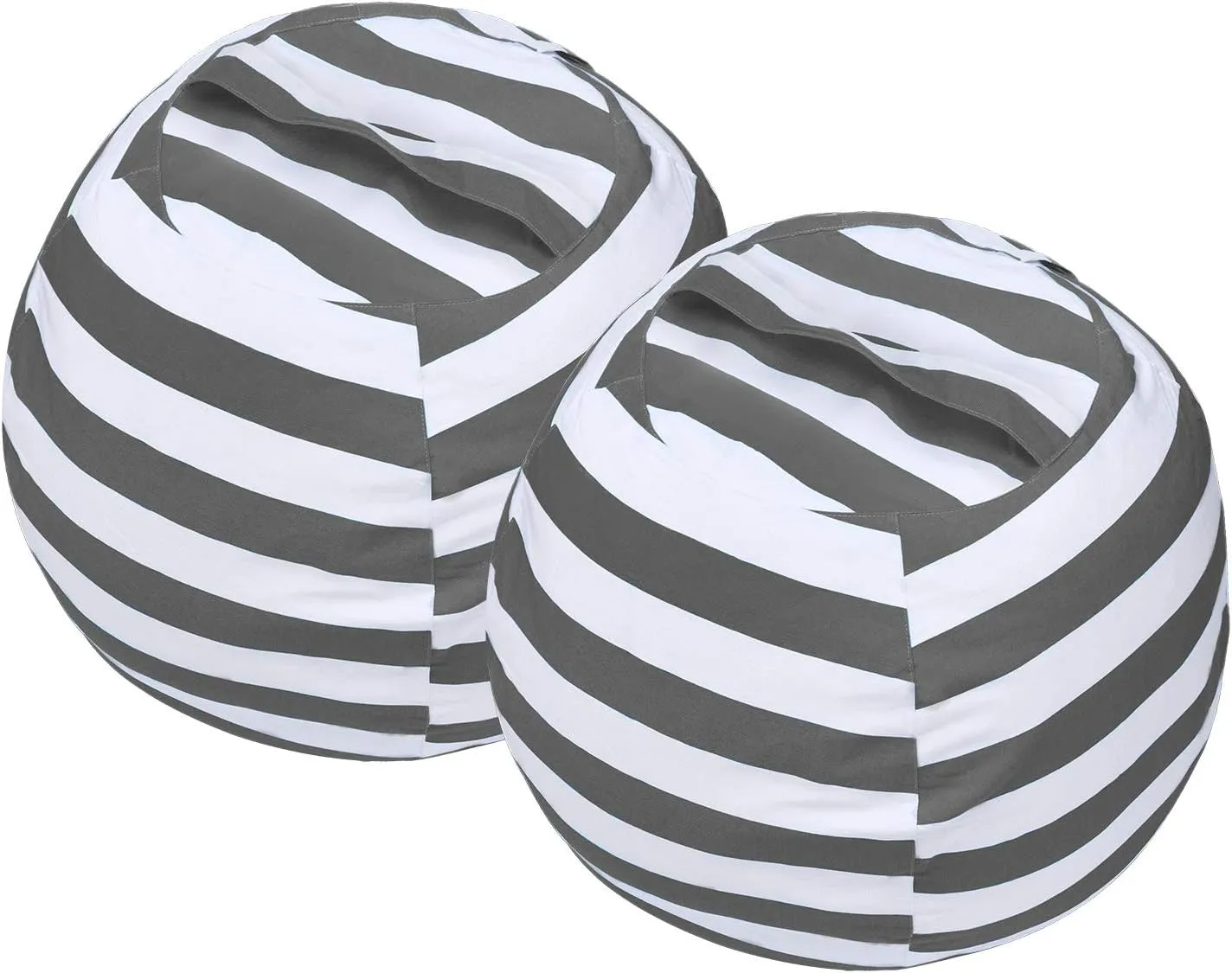 Miaowater 2 PCS Stuffed Animal Storage Bean Bag Chair Cover, Cotton Canvas Beanbag with Zipper for Organizing Kid's and Adults Room Grey 24"