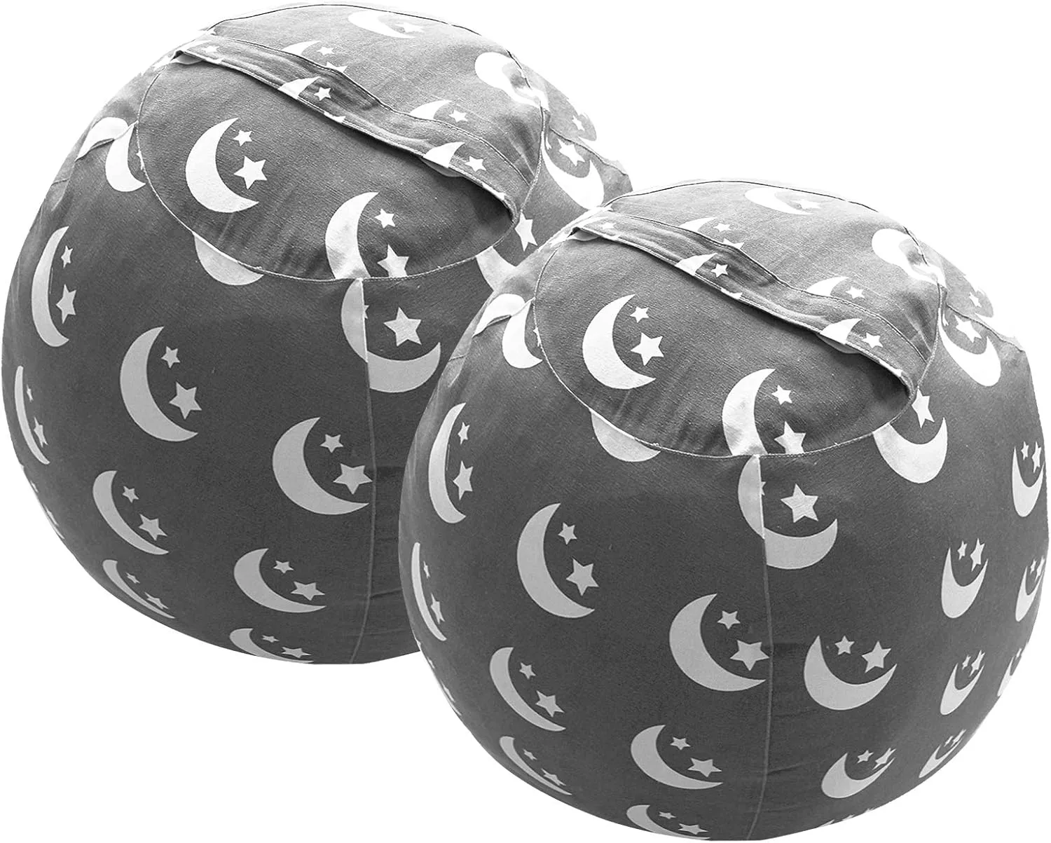 Miaowater 2 PCS Stuffed Animal Storage Bean Bag Chair Cover, Cotton Canvas Beanbag with Zipper for Organizing Kid's and Adults Room Stars Moon 24"
