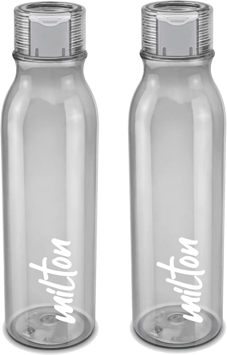MILTON Name Tag Pet Water Bottle, Set of 2, 1 Litre Each, Grey | BPA Free | 100% Leak Proof | Office, Gym, School, Picnic, Car, Hiking, Trekking, Day-trips Bottle