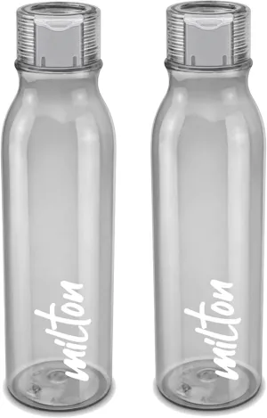 MILTON Name Tag Pet Water Bottle, Set of 2, 1 Litre Each, Grey | BPA Free | 100% Leak Proof | Office, Gym, School, Picnic, Car, Hiking, Trekking, Day-trips Bottle