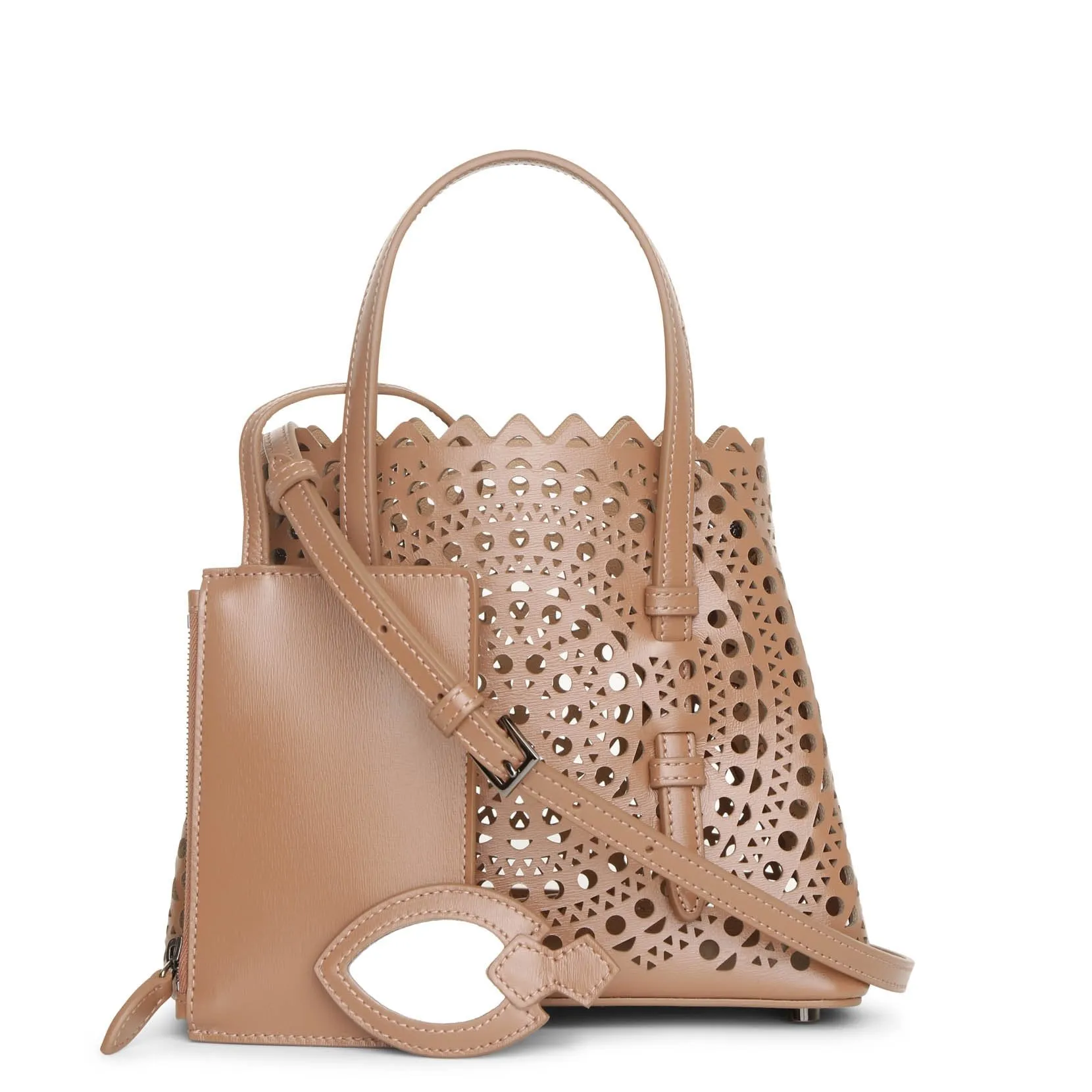 Mina mini 20 nude leather tote bag