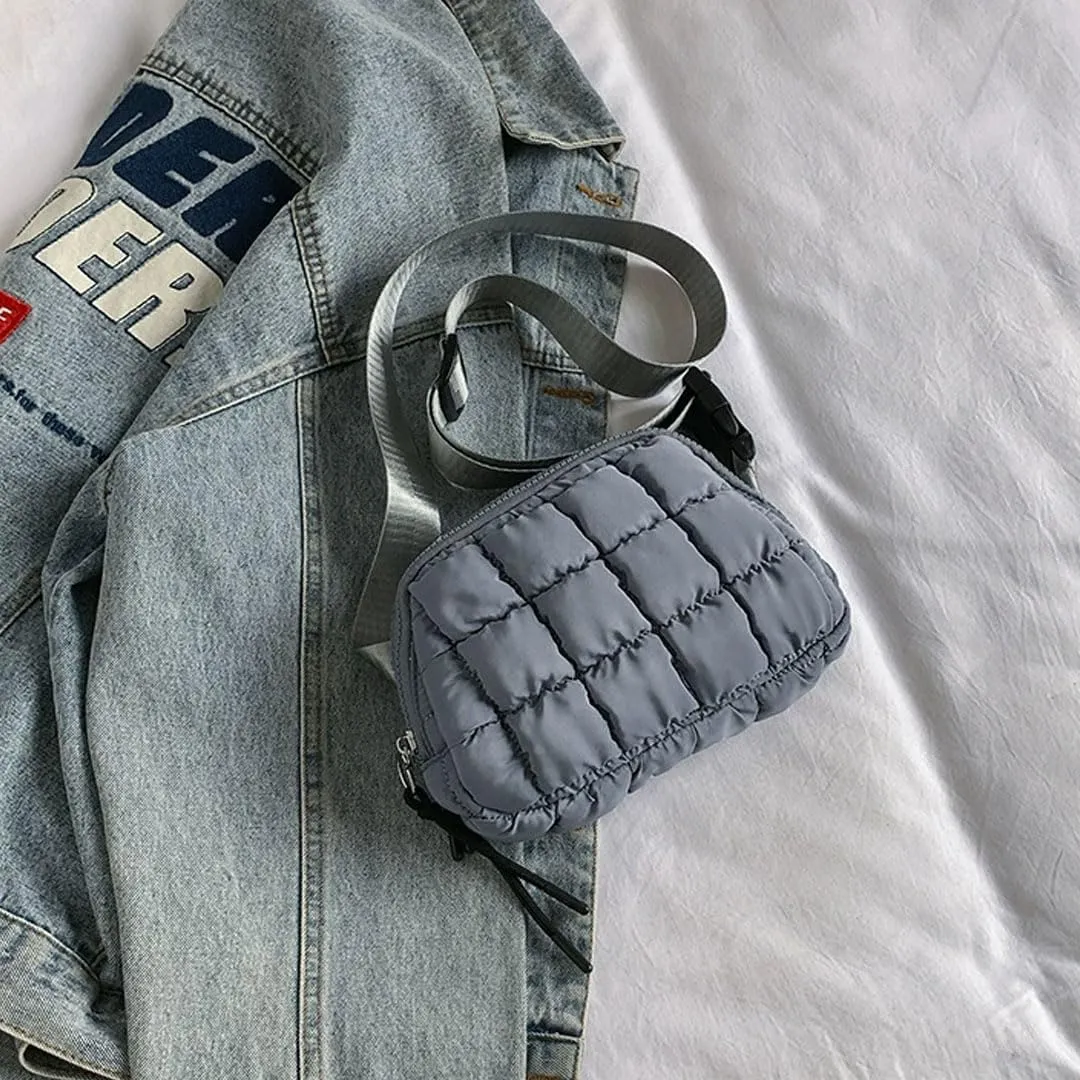 Mini Quilted Puffer Crossbody Bags for Women Puff Chest Belt Bag Fanny Pack Puffy Shoulder Bag Bubble Handbag Purse