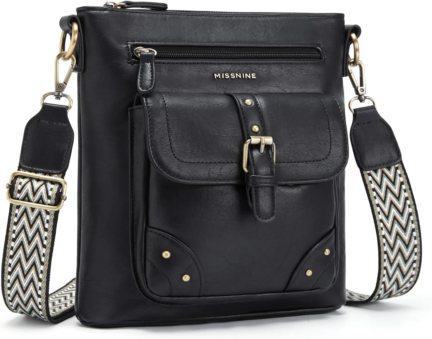 Missnine Crossbody Bags for Women Multi Pocket Purses Soft Leather Medium Shoulder Handbags with Adjustable Strap