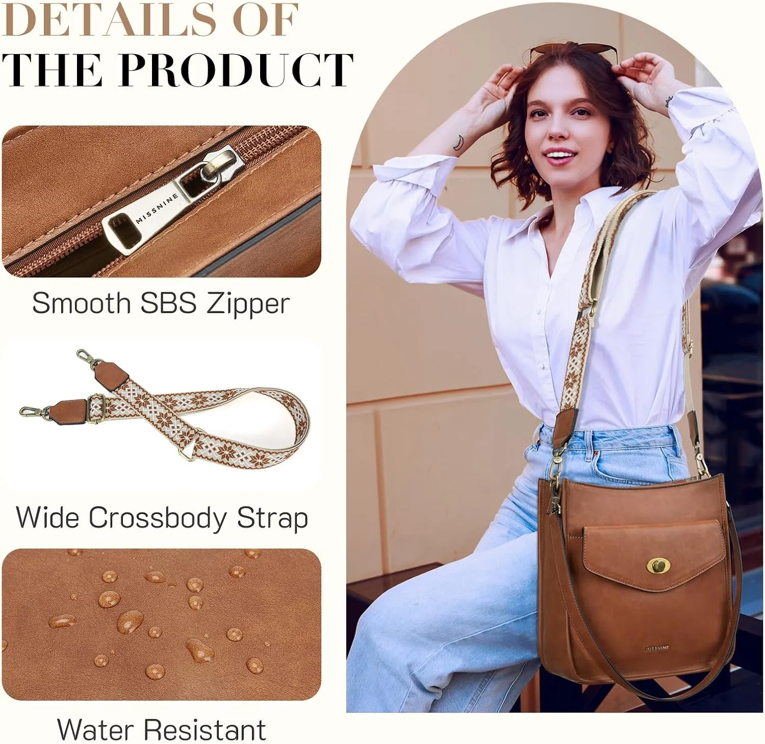 Missnine Hobo Bag Purses and Handbags for Women Top Handle Handbags with Pocket Zipper
