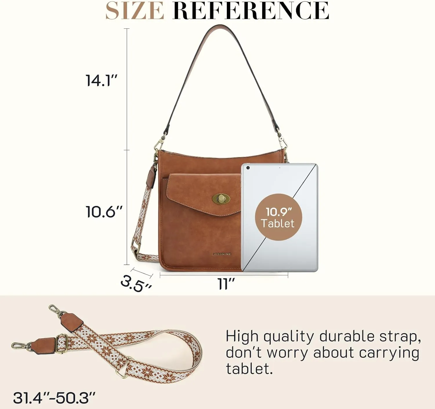Missnine Hobo Bag Purses and Handbags for Women Top Handle Handbags with Pocket Zipper