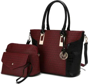 MKF Collection Shoulder Bag for Women, Crossbody Purse & Wristlet: PU Leather Satchel Pocketbook 3 PCs Handbag Set