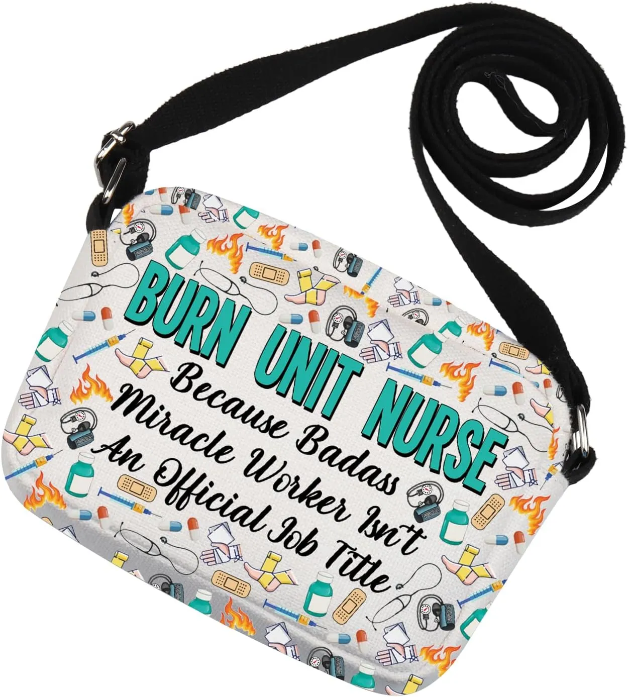 MNIGIU Funny Burn Unit Nurse Gift Intensive Care Unit Crossbody Bag for BICU Nurse Critical Care Nurse