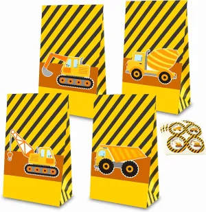 MOAXMOA Constructions Truck Candy Gift Bags Party Favor Treat Bags Birthday Theme Supplies with Stickers Set of 24