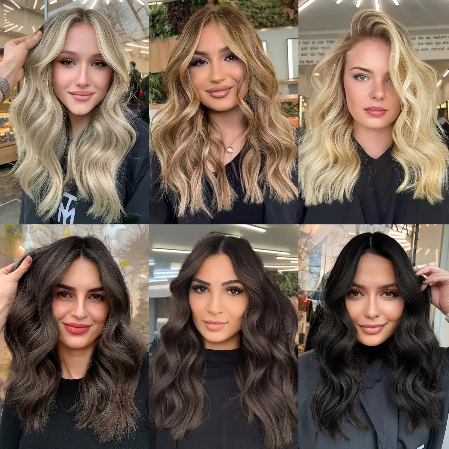 MORICA Invisible Wire Hair Extensions - 14 Inch Dark Brown Long Wavy Synthetic Hairpiece with Transparent Wire Adjustable Size, 4 Secure Clips for Women(Dark Brown,14Inch)