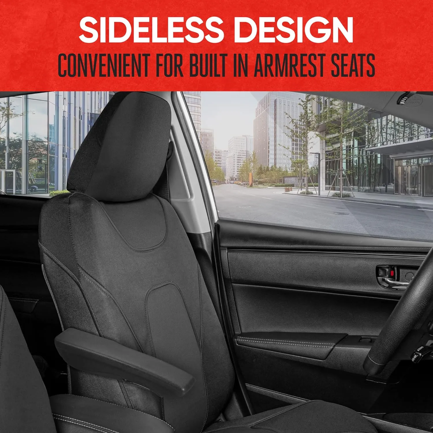Motor Trend AquaShield Waterproof Front Seat Covers, Black Seat Covers for Cars – Neoprene Front Car Seat Cover, SUV Seat Covers Protector - Car Interior Cover for Auto, Trucks, & Dog Owners