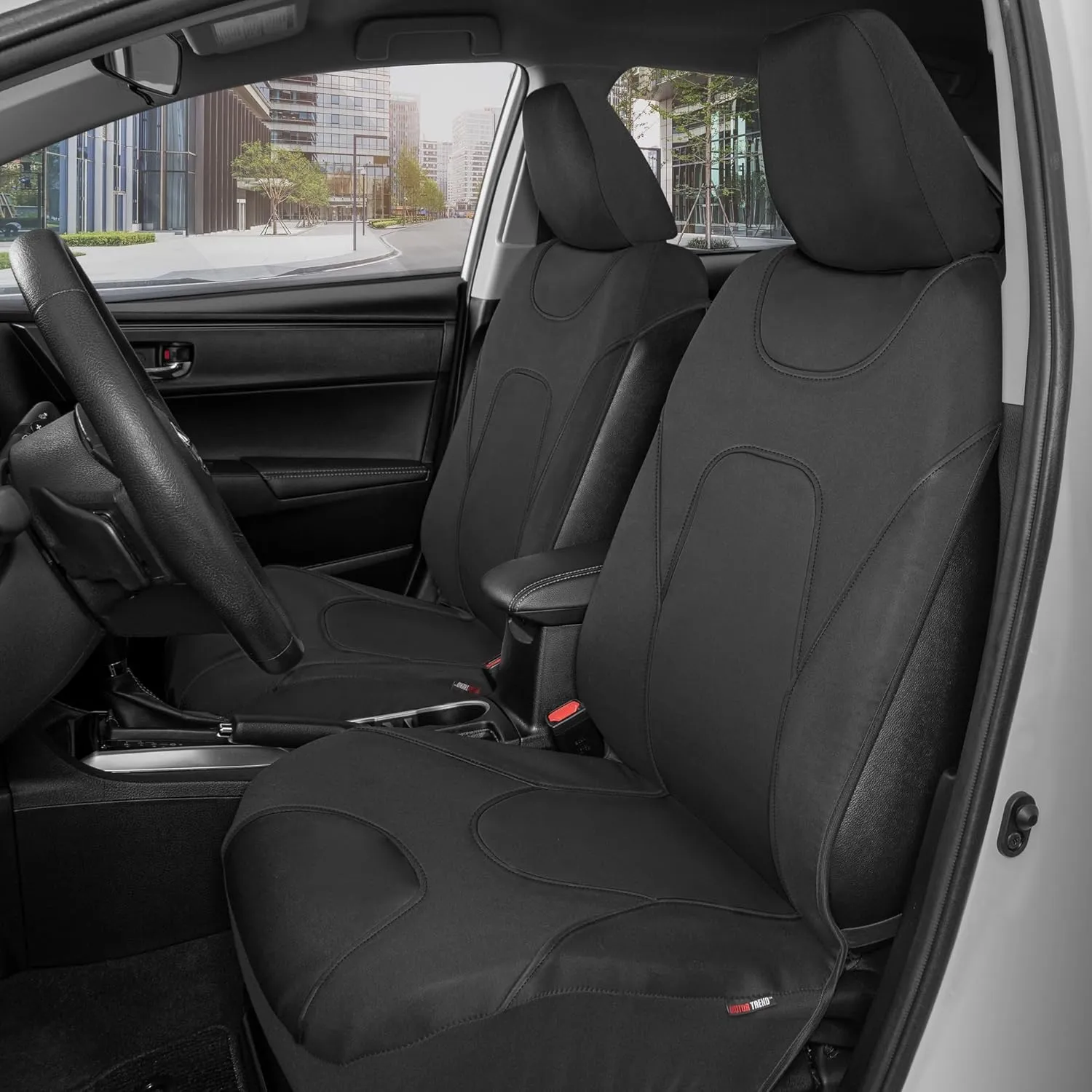 Motor Trend AquaShield Waterproof Front Seat Covers, Black Seat Covers for Cars – Neoprene Front Car Seat Cover, SUV Seat Covers Protector - Car Interior Cover for Auto, Trucks, & Dog Owners
