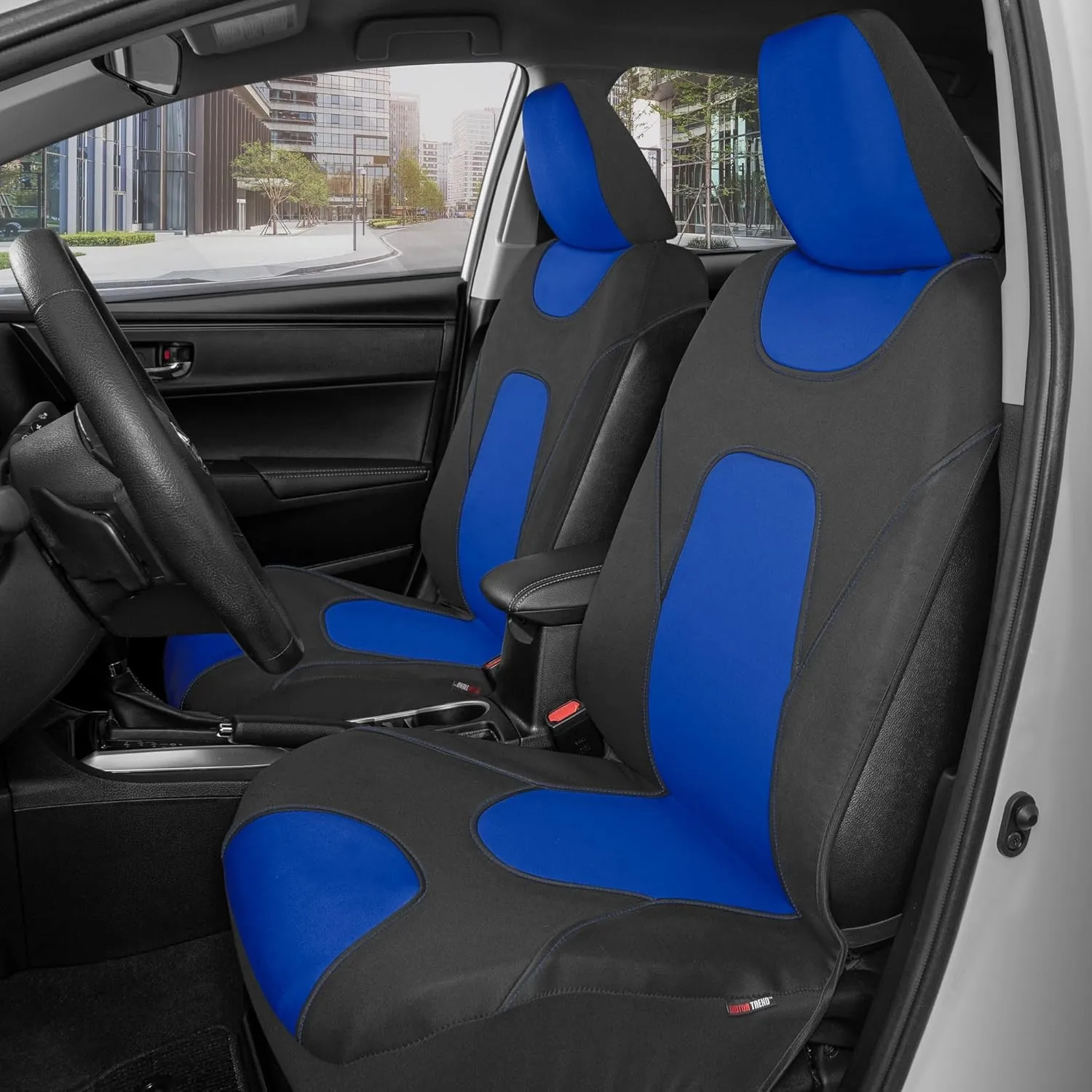 Motor Trend AquaShield Waterproof Front Seat Covers, Blue Seat Covers for Cars – Neoprene Front Car Seat Cover, SUV Seat Covers Protector - Car Interior Cover for Auto, Trucks, & Dog Owners