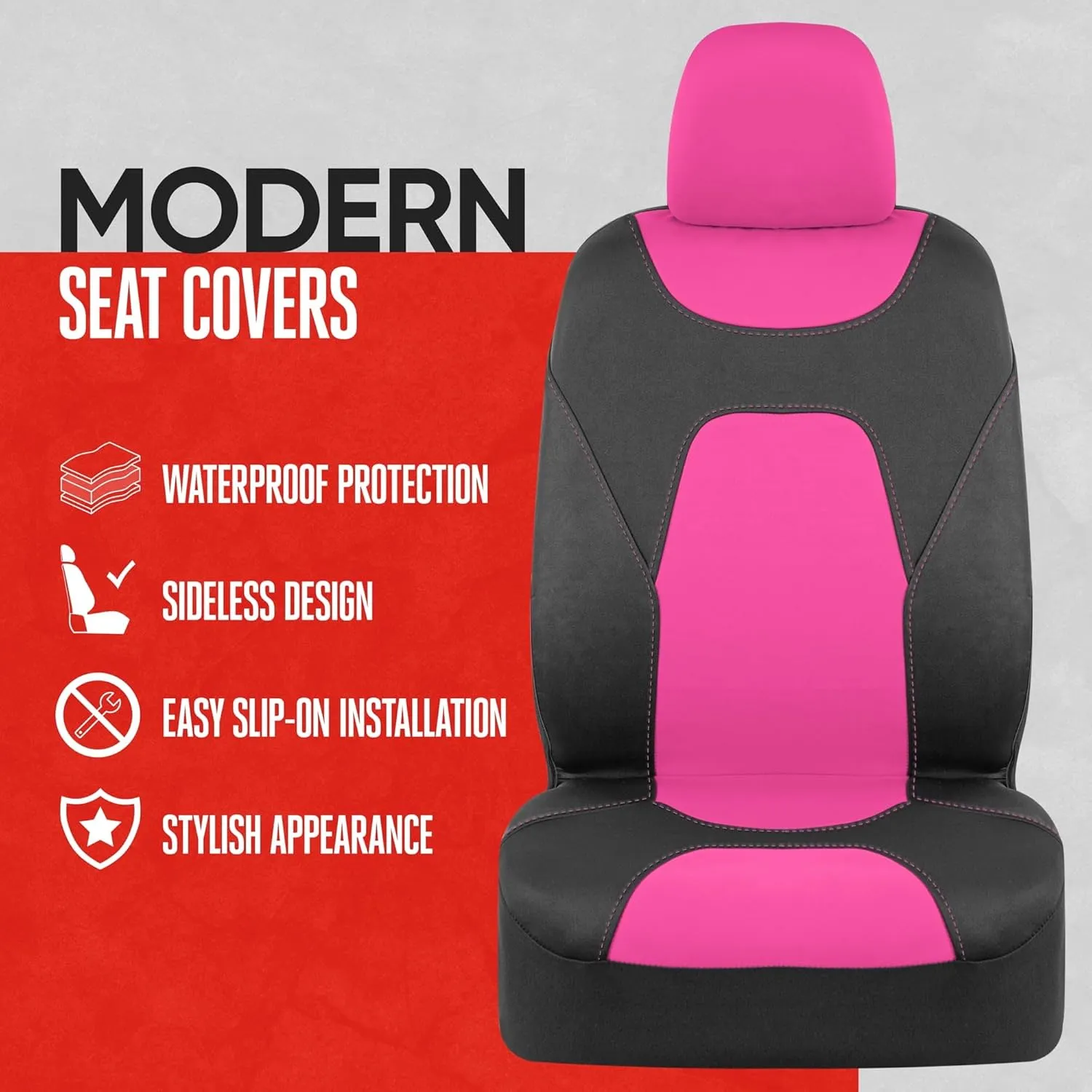 Motor Trend AquaShield Waterproof Front Seat Covers, Pink Seat Covers for Cars – Neoprene Front Car Seat Cover, SUV Seat Covers Protector - Car Interior Cover for Auto, Trucks, & Dog Owners