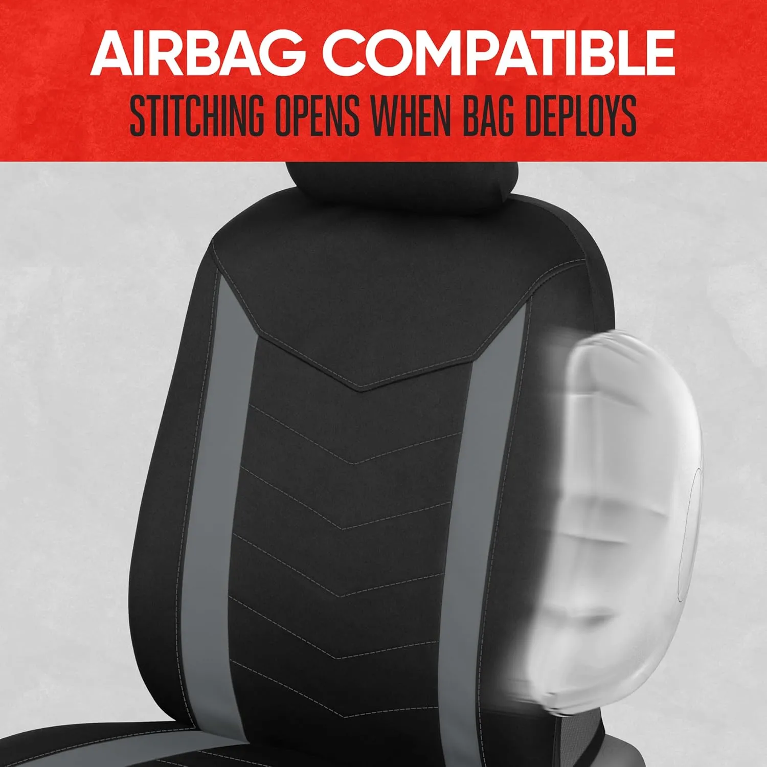 Motor Trend SpillGuard 2 Gray Seat Covers for Cars & Seat Covers for Trucks - Neoprene Lining Waterproof Car Seat Covers Front Seats Only - SUV Seat Covers Protector - Forros para Asientos de Carro