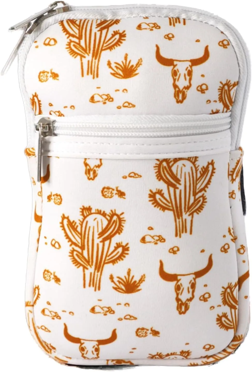 Multi Purpose Pouch for Tumblers, Wild West/Catus Print, Compatible with Stanley, 18-50 oz, Fits Large Phone, Elastic Stretch Velcro Zippered Purse, (Wild West Dessert)