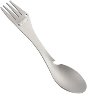 Multifunctional Titanium Camping Spork 3-in-1 Outdoor Utensil Bottle Opener Peeler Knife Edge Lightweight Survival Flatware Backpacking Hiking Travel Durable Rustproof (1PC)