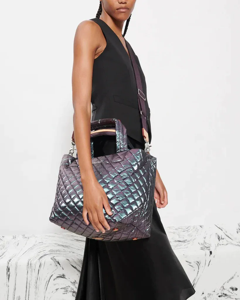 MZ WALLACE DELUXE METRO TOTE IN METALLIC GEMSTONE IRIDESCENT